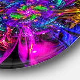 Ideal Fractal Flower Digital Art in Purple' Floral Metal Circle Wall Art