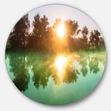 Beautiful Summer River At Sunset' Oversized Landscape Metal Circle Wall Art