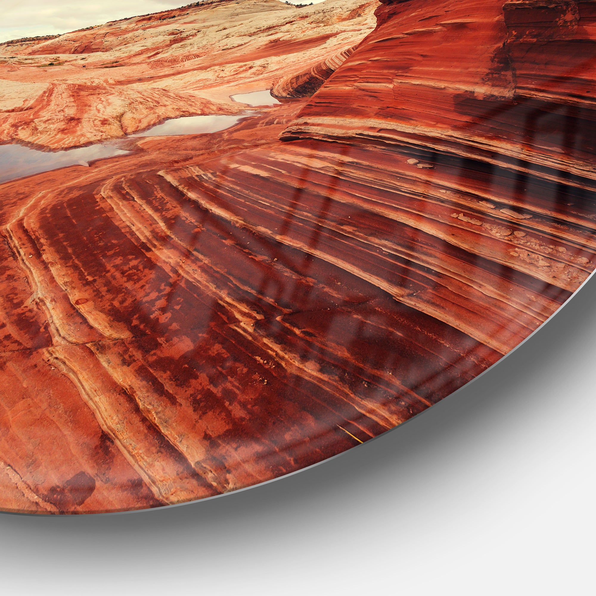 Vermillion Cliffs At Dawn View' Oversized Landscape Metal Circle Wall Art
