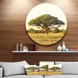 Acacia Tree on African Plain' Oversized African Landscape Metal Circle Wall Art