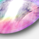 Angel Wings on Rainbow Background' Abstract Metal Circle Wall Art
