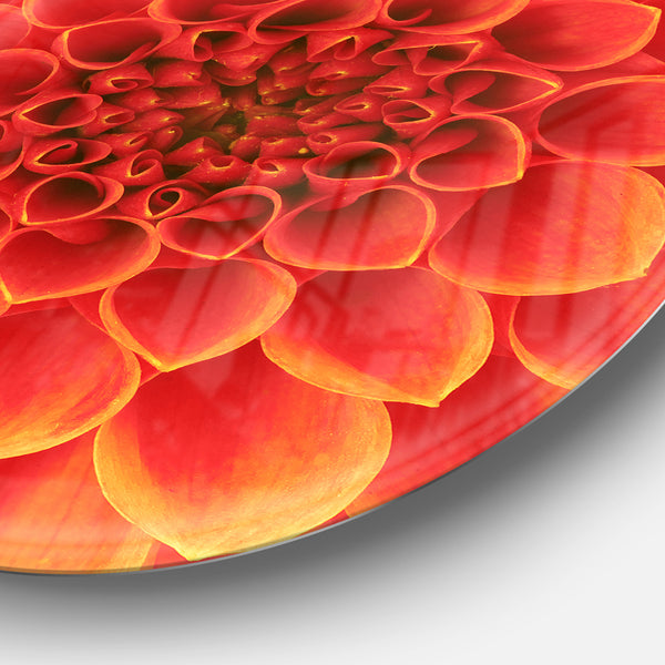 Abstract Orange Flower Design' Disc Floral Circle Metal Wall