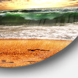 Raging Green Waves At Sunset' Disc Large Seashore Circle Metal Wall Decor