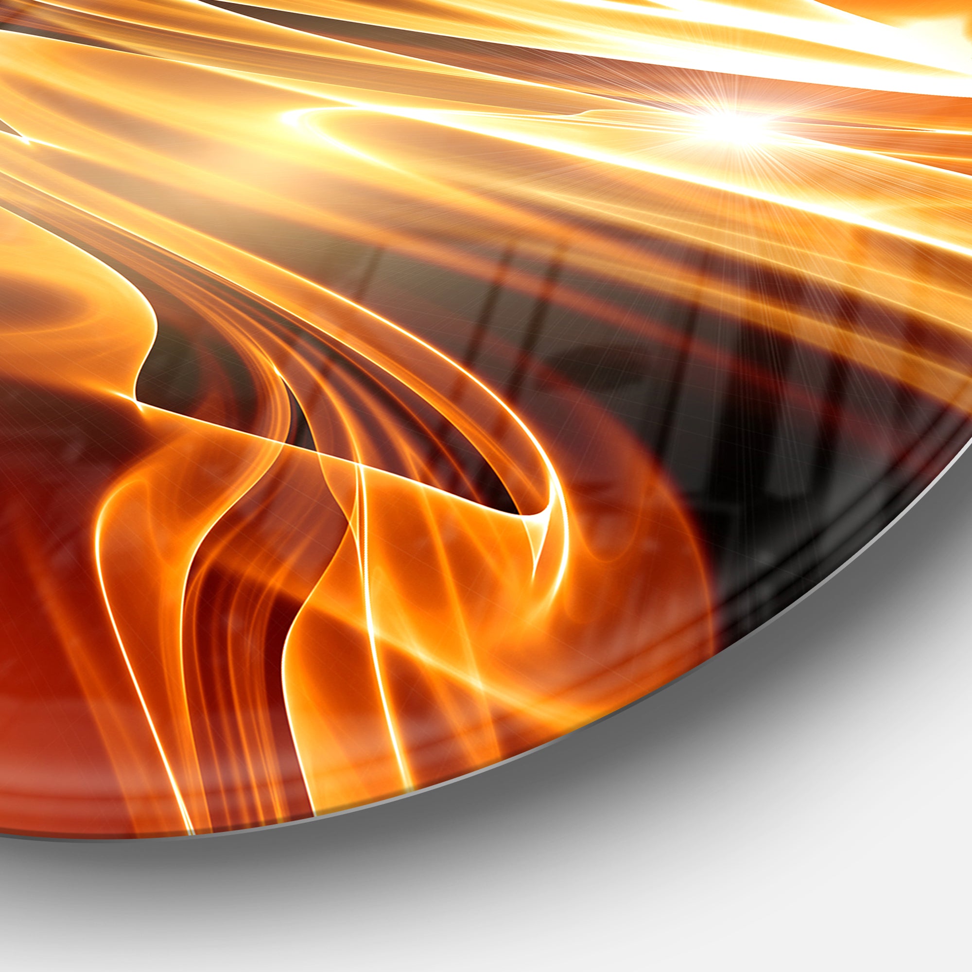 Golden Abstract Fractal Design' Large Abstract Metal Circle Wall Art