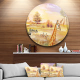 Wildlife of Savannah Illustration' African Metal Circle Wall Art