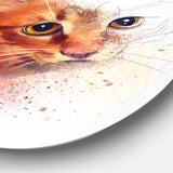 Beautiful Brown Kitten Watercolor' Disc Animal Metal Circle Wall Art