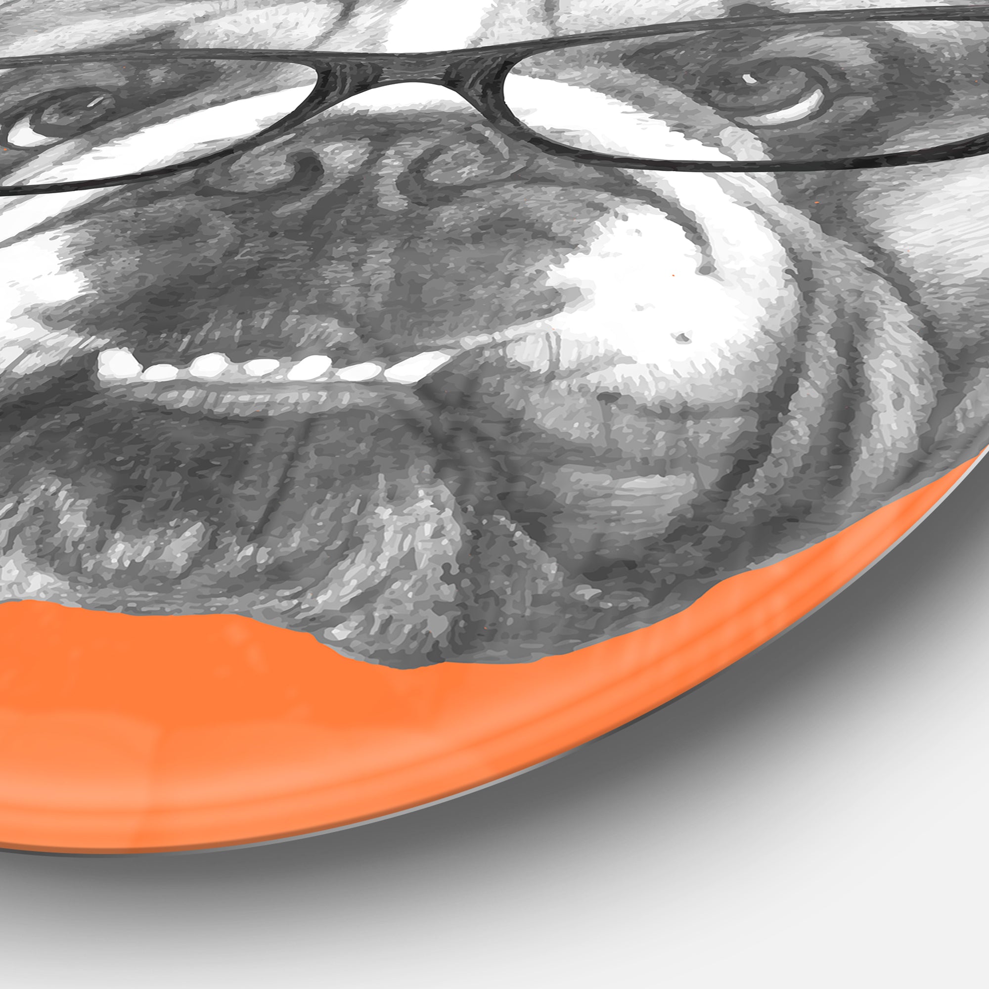 English Bulldog with Glasses' Disc Animal Metal Circle Wall Art