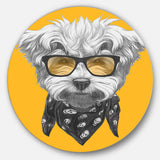 Maltese Poodle with Sunglasses' Disc Animal Metal Circle Wall Decor