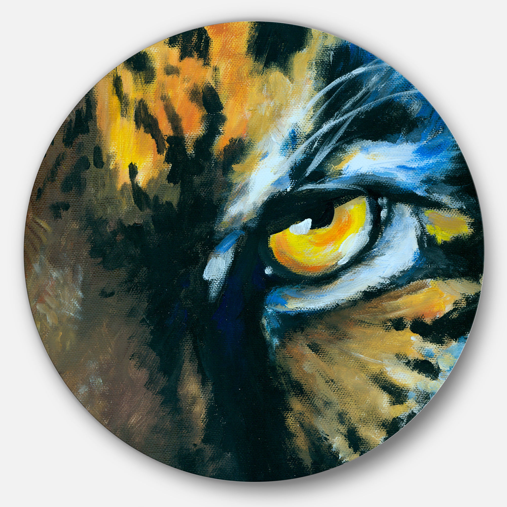 Ferocious Eye of Tiger' Ultra Vibrant Abstract Metal Circle Wall Art