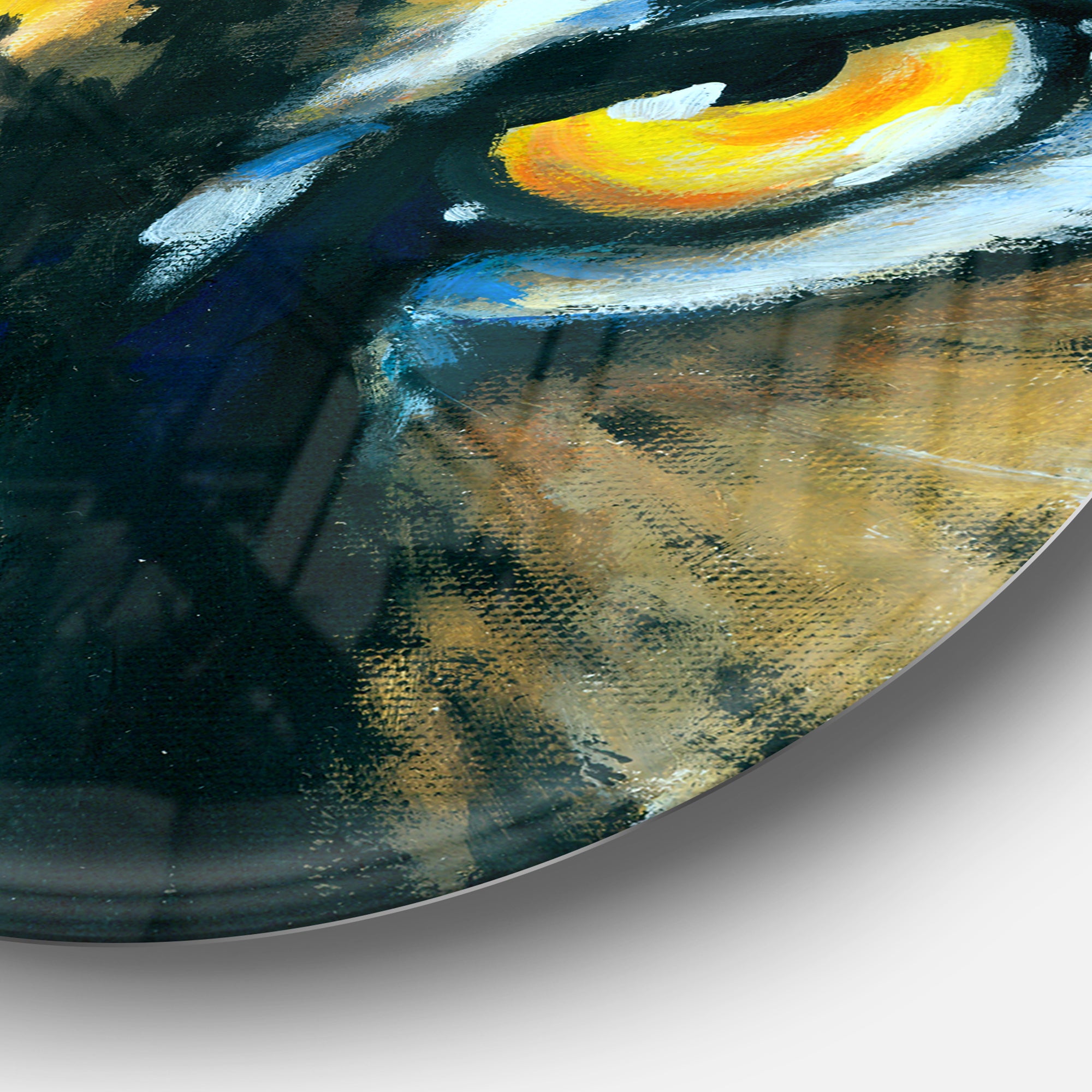 Ferocious Eye of Tiger' Ultra Vibrant Abstract Metal Circle Wall Art