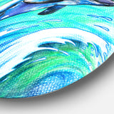 Jumping Dolphin Watercolor' Ultra Vibrant Animal Metal Circle Wall Art