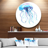 Large Light Blue Jellyfish' Ultra Vibrant Animal Metal Circle Wall Art