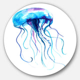 Large Light Blue Jellyfish' Ultra Vibrant Animal Metal Circle Wall Art