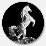 Large White Horse Sculpture' Ultra Glossy Animal Oversized Metal Circle Wall Art
