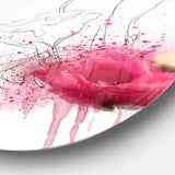 Rose Flowers Sketch with Color Splashes' Floral Metal Round Wall Decor