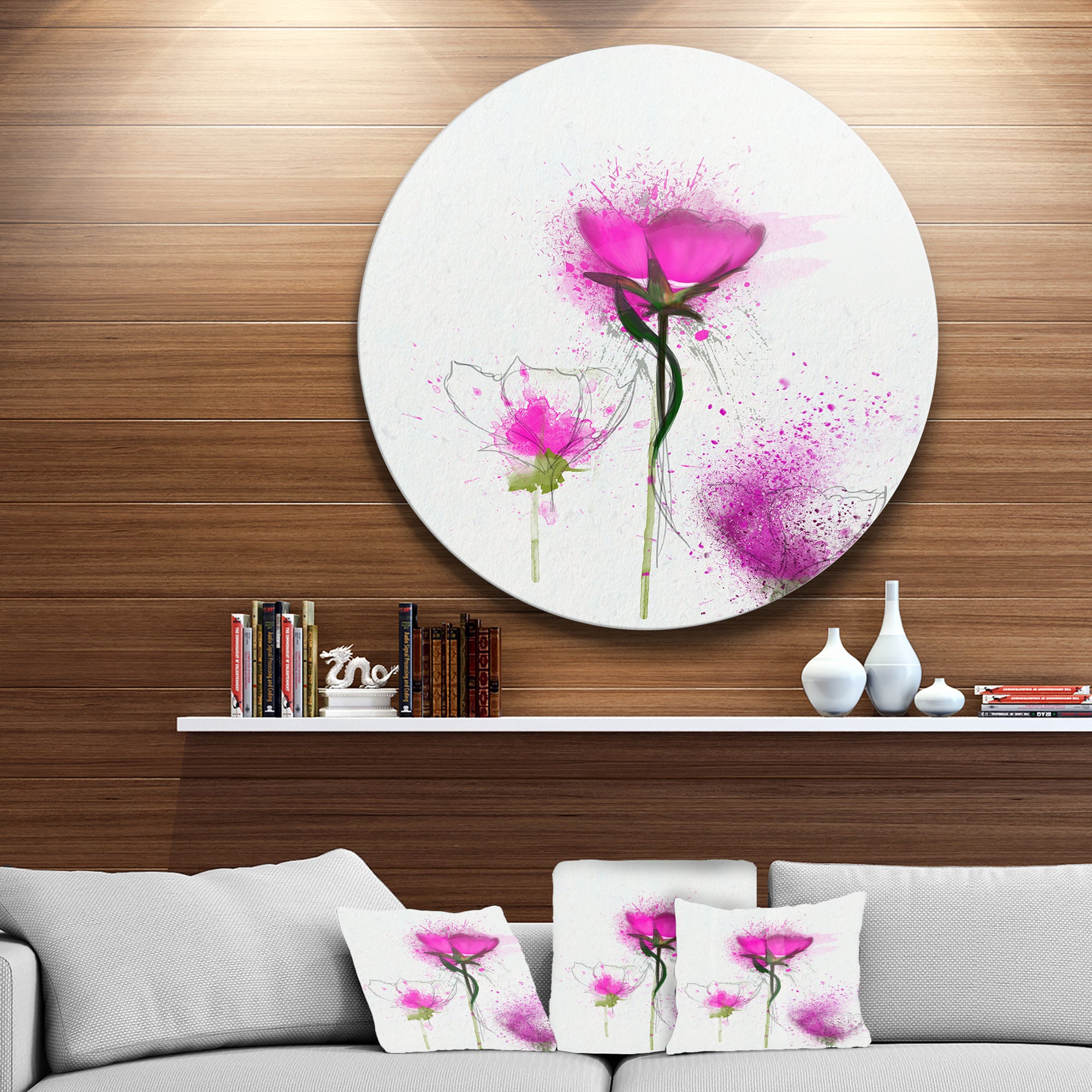Watercolor Purple Daisy Floral' Oversized Floral Aluminium Wall Art