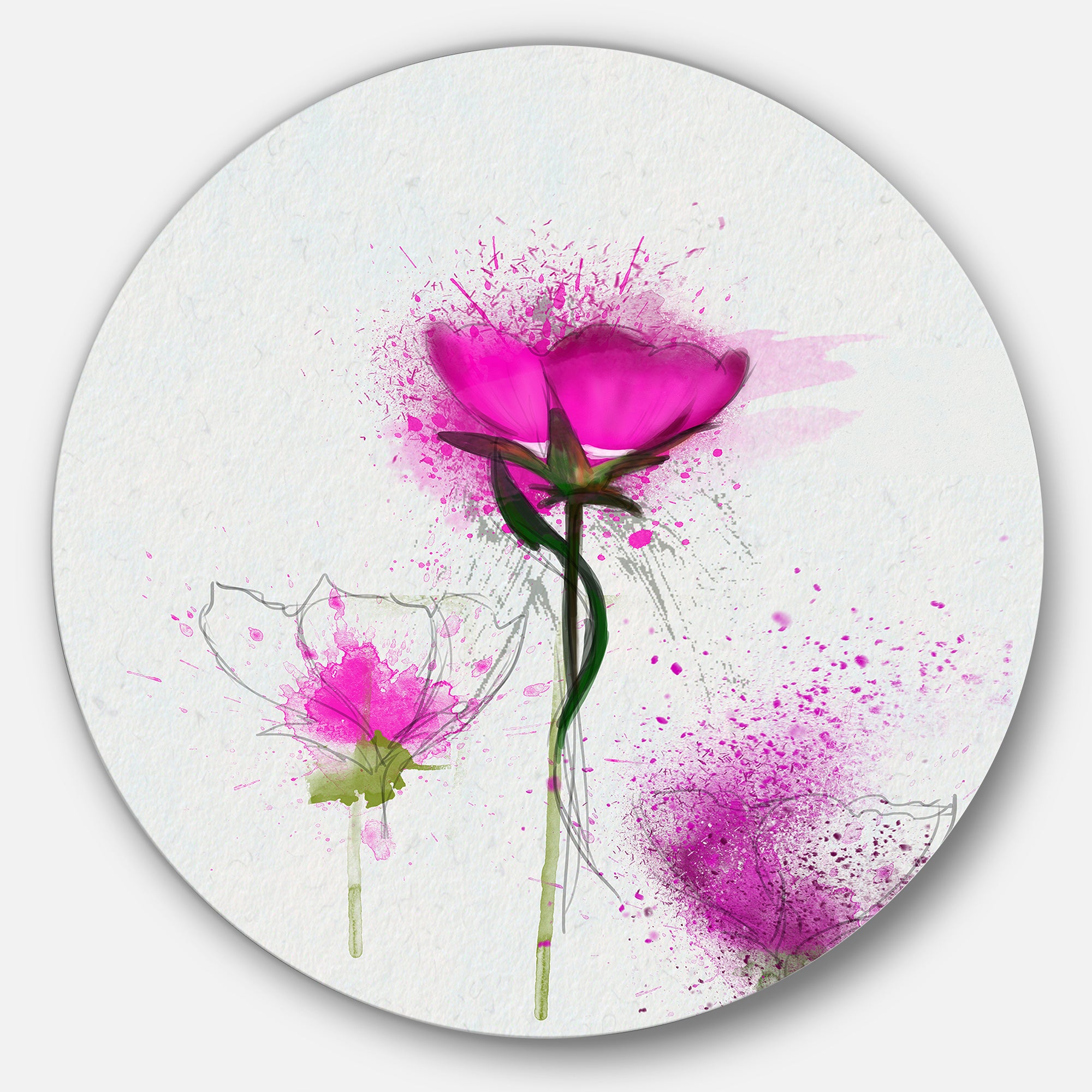 Watercolor Purple Daisy Floral' Oversized Floral Aluminium Wall Art