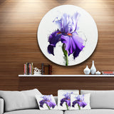 Beautiful Blue Iris Watercolor Sketch' Disc Floral Metal Circle Wall Art