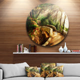 Bright Sun in Mystical Park' Disc Large Landscape Metal Circle Wall Art