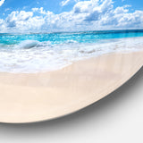 Beautiful Tropical Beach Panorama' Disc Seashore Metal Circle Wall Art