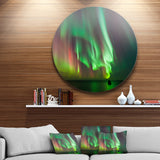 Green Northern Lights Aurora' Disc Large Abstract Metal Circle Wall Art