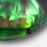 Green Northern Lights Aurora' Disc Large Abstract Metal Circle Wall Art