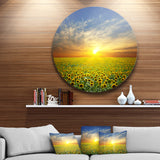 Beauty Sunset over Sunflowers Field' Disc Floral Metal Circle Wall Art