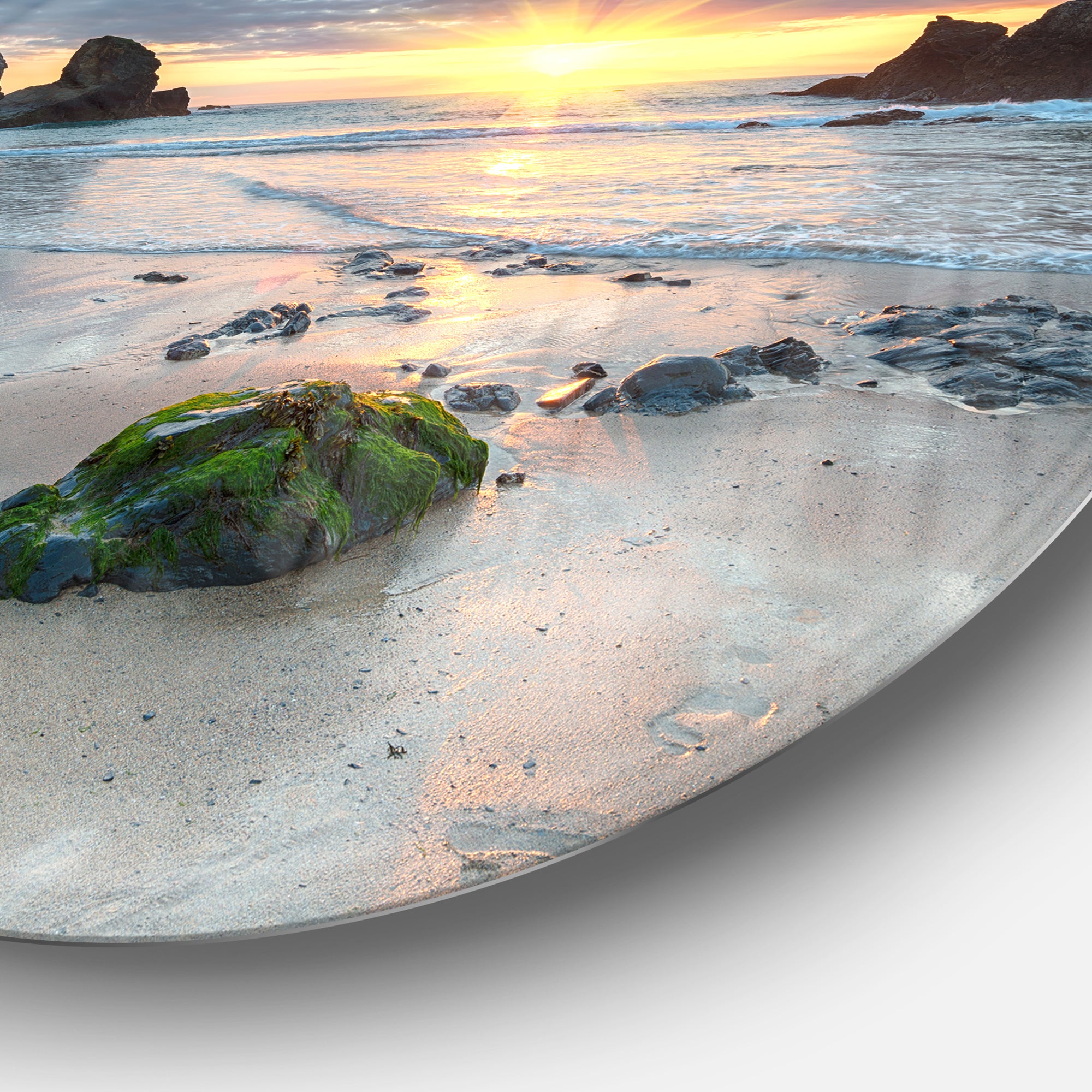 Beautiful Porthcothan Bay' Disc Large Seashore Metal Circle Wall Art