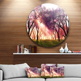Cherry Blossoms Japan Garden' Disc Landscape Metal Circle Wall Art