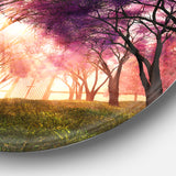 Cherry Blossoms Japan Garden' Disc Landscape Metal Circle Wall Art