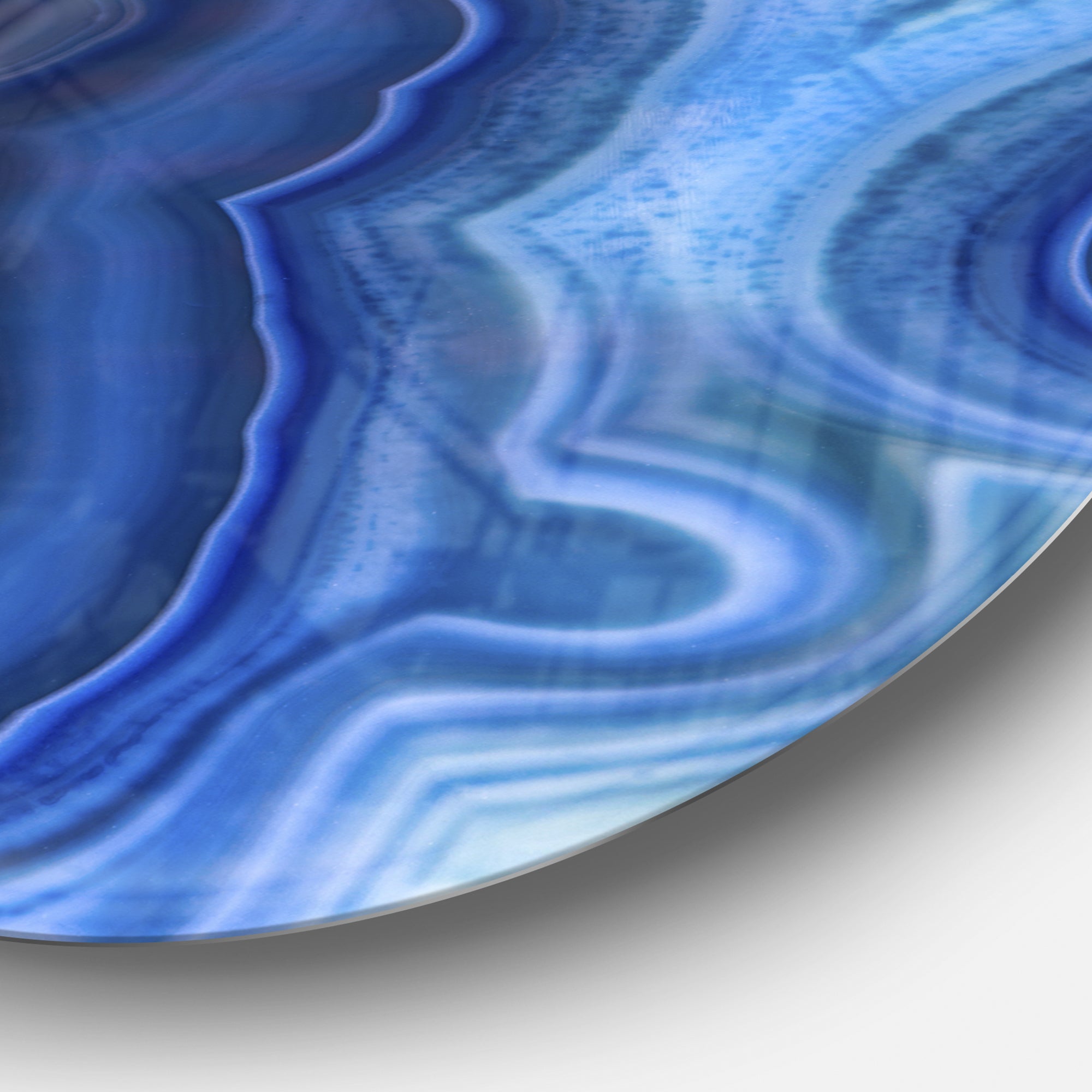 Blue Agate Stone Design' Disc Abstract Metal Circle Wall Art Print