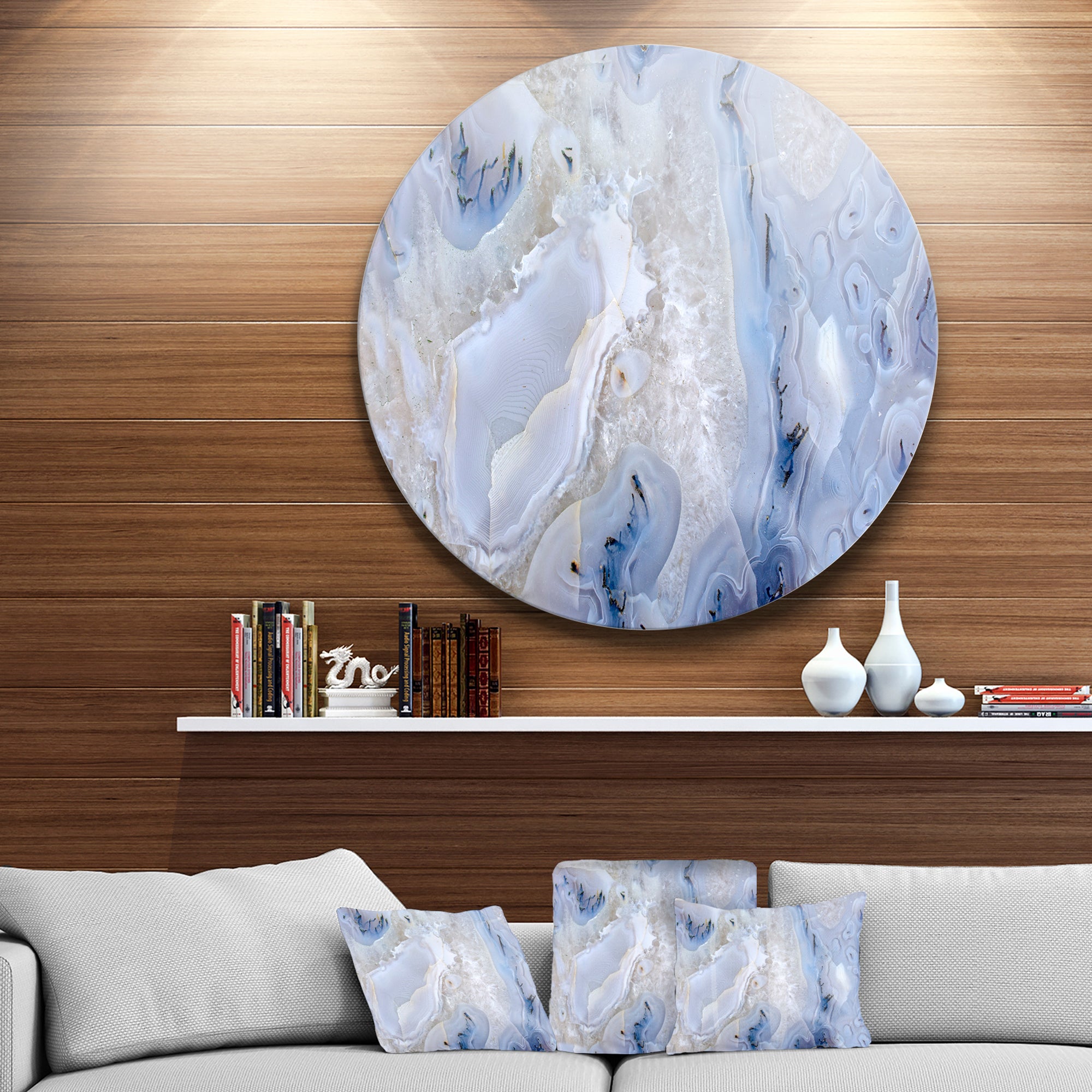 Agate Stone Background' Disc Abstract Metal Circle Wall Art Print