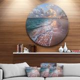 Palm Trees on Clear Sandy Beach' Seashore Metal Circle Wall Art