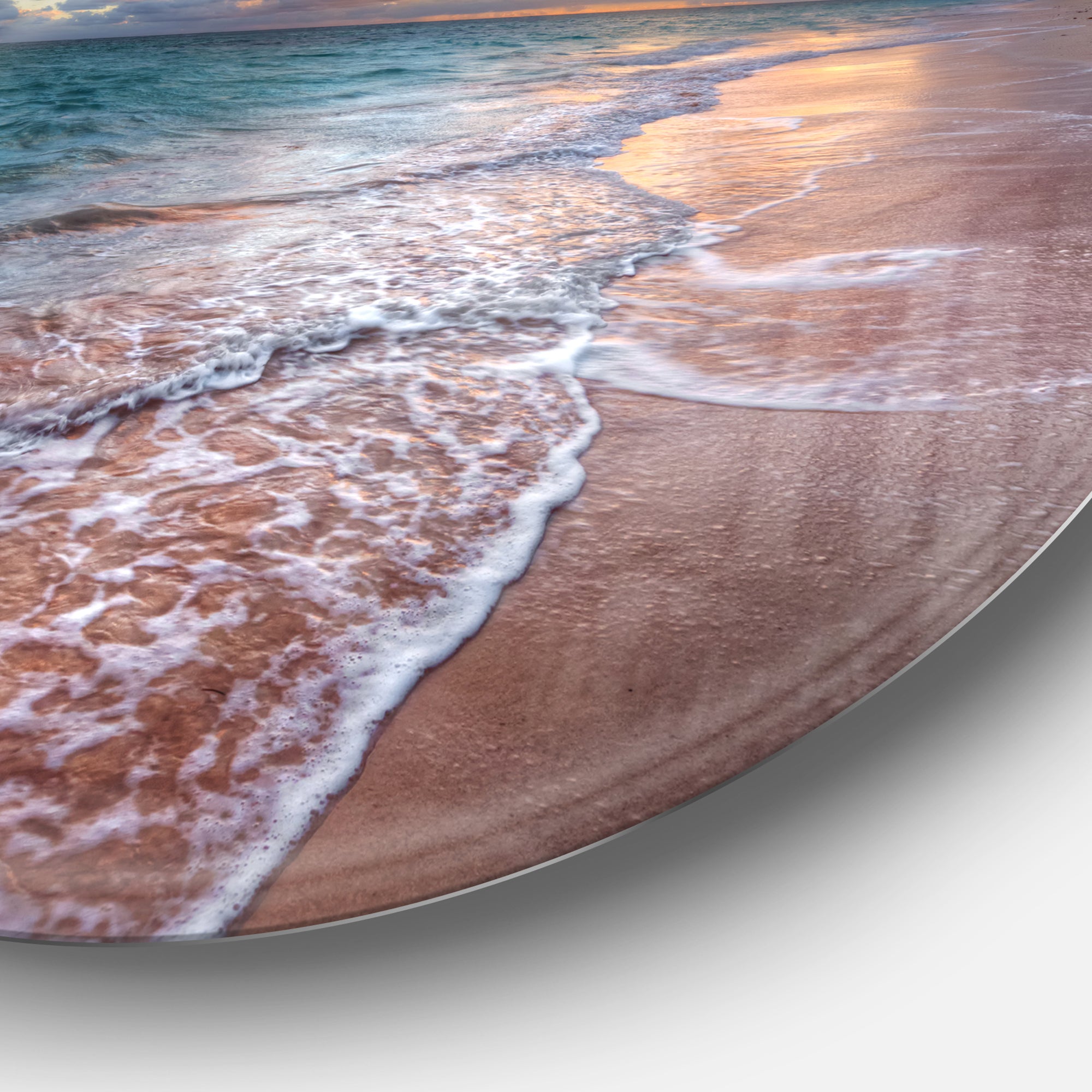 Palm Trees on Clear Sandy Beach' Seashore Metal Circle Wall Art