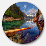 Floating Lake in Mountain Lake' Large Landscape Metal Circle Wall Art