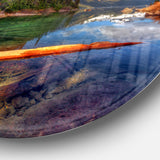 Floating Lake in Mountain Lake' Large Landscape Metal Circle Wall Art