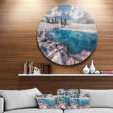 Amazing Blue Melt Lake in Fog' Large Landscape Metal Circle Wall Art