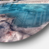 Amazing Blue Melt Lake in Fog' Large Landscape Metal Circle Wall Art