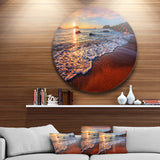 Stunning Ocean Beach at Sunset' Seashore Metal Circle Wall Art