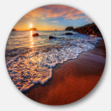 Stunning Ocean Beach at Sunset' Seashore Metal Circle Wall Art