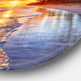 Beach Side Resort With Palm Trees' Seashore Metal Circle Wall Art