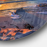 Beautiful Seashore with Yellow Sun' Seashore Metal Circle Wall Art
