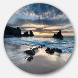 Beautiful Porthcothan Bay' Seashore Metal Circle Wall Art