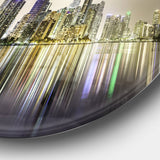Miami Downtown Night Panorama' Extra Large Metal Circle Wall Art