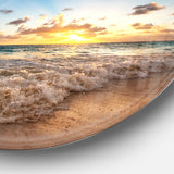 Sunrise on Beach of Caribbean Sea' Large Seashore Metal Circle Wall Art