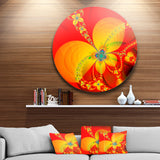 Red Yellow Colorful Fractal Pattern' Floral Metal Circle Wall Art
