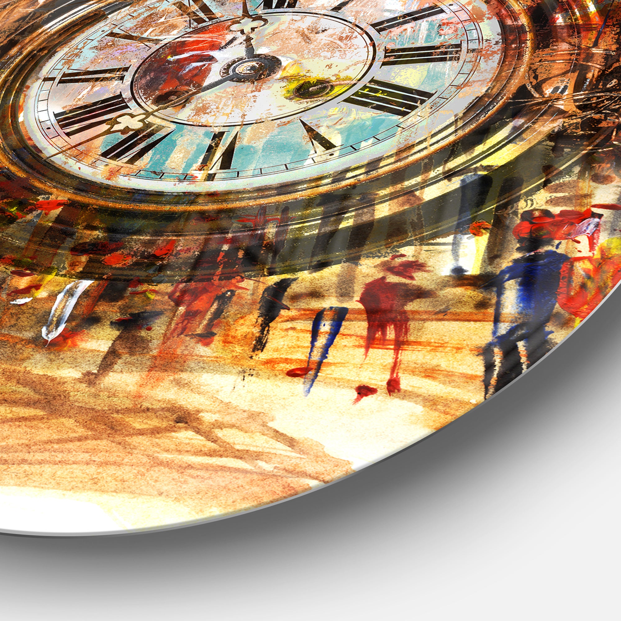 People and Time Acrylic Painting' Large Abstract Metal Artwork