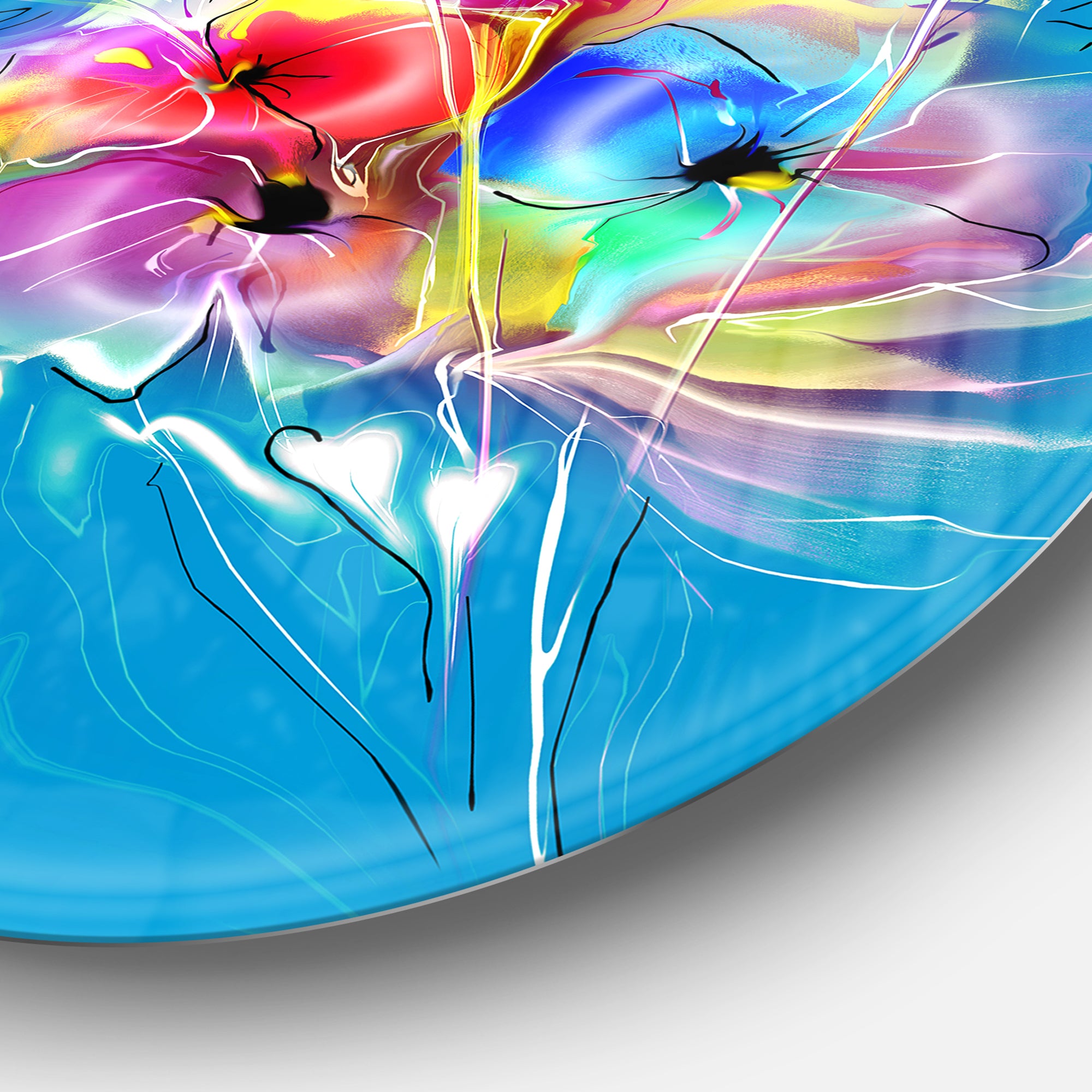 Summer Colorful Flowers on Blue' Extra Large Floral Wall Art