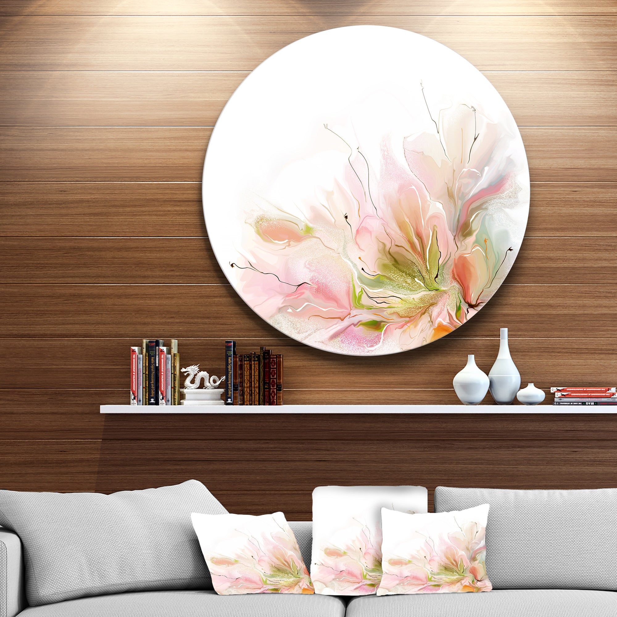 Floral Abstract Design on White' Extra Large Floral Wall Art