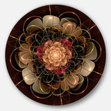 Dark Gold Red Fractal Flower Pattern' Extra Large Floral Wall Art